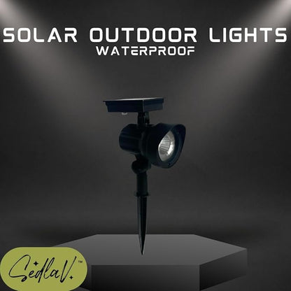 SEDLAV Solar Outdoor Lights Waterproof - Solar Powered Black Metal Color Lock LED Spotlight - Motion Sensor Outdoor Lights, Solar Lights Outdoor Waterproof Path Lights for Yard, Garden