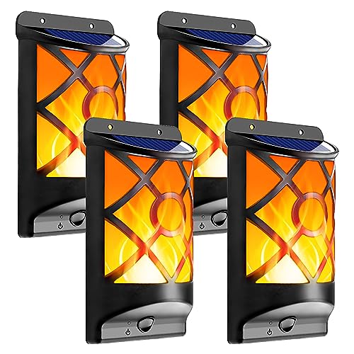 Solar Flame Lights Outdoor, Realistic 3D Fire Effect, 4 Pack