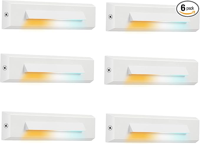 CLOUDY BAY [6 Pack] Low Voltage 12-24V LED Step Lights Outdoor,2.5W Landscape Cutoff Stair Riser Light,Outside Accent Lighting Fixtures,Wet Location,White