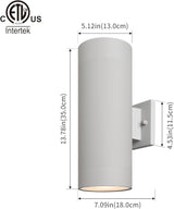 mirrea 14" Modern Outdoor Porch Light Patio Light in 2 Lights with Aluminum Cylinder and Tempered Glass Cover | Lumora