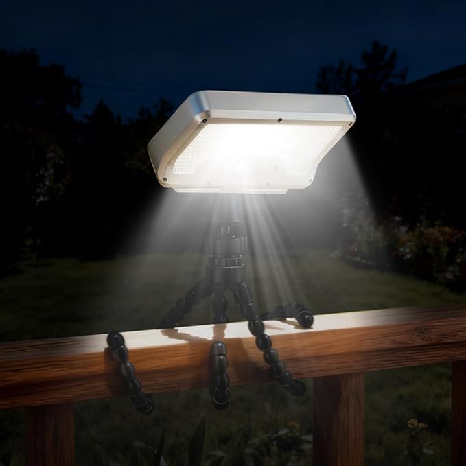 Outdoor Solar Motion-Activated Light with Flexible Octopus Tripod – 360° Wrap Around Tree Trunks, Dual Charging, Waterproof Security Light for Deck, Fence, Garden (Sliver)