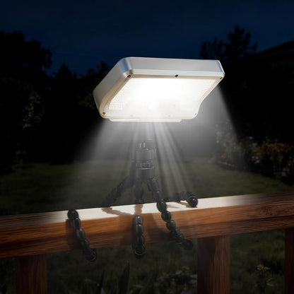 Outdoor Solar Motion-Activated Light with Flexible Octopus Tripod – 360° Wrap Around Tree Trunks, Dual Charging, Waterproof Security Light for Deck, Fence, Garden (Sliver)