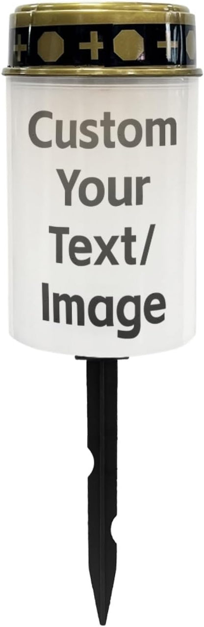 Custom Your Text/Image Solar Pathway Lights Outdoor Solar Lights Waterproof Garden Stake Lights LED Solar Lantern Landscape Lighting for Yard Patio Flameless Spotlight,Warm White