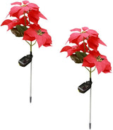 Mobestech 2Pcs Christmas Garden Solar Lights Outdoor Solar Poinsettia Yard Stake Floor Ground Insert Light Holiday | Lumora