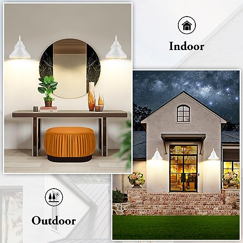 Brightever Gooseneck Outdoor Wall Lanterns, Pack of 2 Exterior Light Fixtures, Anti-Rust Outside Barn Wall Mount Sconces, Waterproof White Patio Wall Lamps for House, Front Door, Bulb Excluded