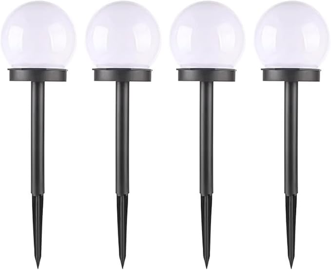 White Globe Solar Lights Outdoor, Waterproof Walkway Solar Pathway Lights for Driveway Patio Landscape Lawn