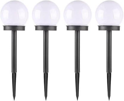 White Globe Solar Lights Outdoor, Waterproof Walkway Solar Pathway Lights for Driveway Patio Landscape Lawn