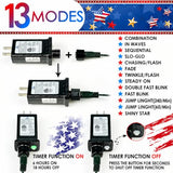 BHCLIGHT Connectable 88Ft 240LED 4th of July String Lights, Red White Blue