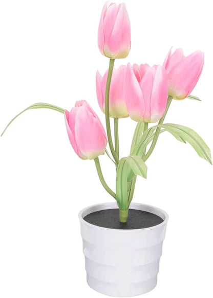 Solar Flower Light Outdoor Tulip Decor Charming Solar Garden Lights for Pathways Lovely Flower Pot Accent for Lawn Decoration