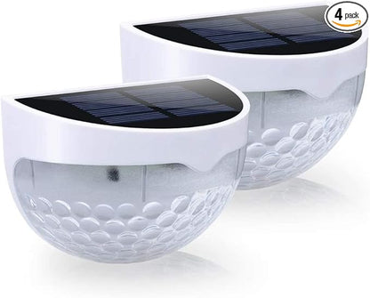 2-Pack LED Solar Fence Post Lights Outdoor Waterproof Auto On/Off Wall Mount Decorative Deck Lighting for Garden Patio Yard Path and Driveway (White Housing, Warm White)