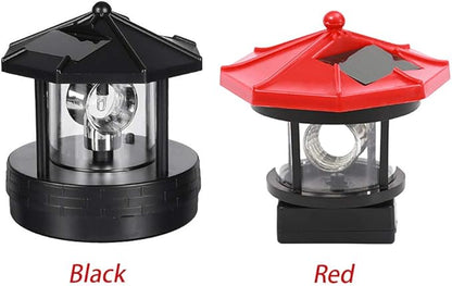 Lighthouse, Solar Powered LED Rotating, Waterproof, Outdoor Decorative Light for Garden, Yard, Patio, 11x10.5 cm, Red