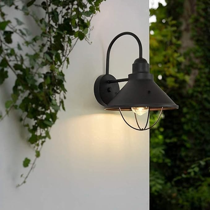American E27 Outdoor Loft Retro Wall Lamp Cafe Decoration Wrought Iron Single Head Outdoor Corridor Aisle Glass Waterproof Wall Sconce Balcony Garden Patio Villa Wall Light (Size : One Size)
