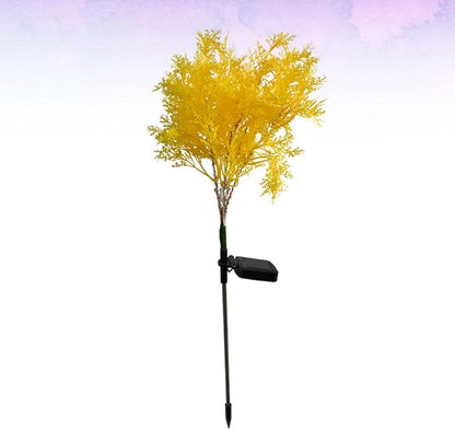 Solar Garden Stake Light Yellow LED Rime Shape Landscape Solar Powered Outdoor Lawn Path Decorative Lamp for Yard and Patio