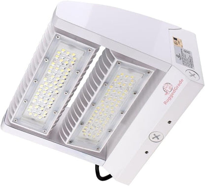 RuggedGrade 80W - Rotate IV Series LED Wall Pack - 11,100 Lumens - Color Selectable 3000K/4000K/5000K - Outdoor LED Wall Light - White - DLC 5.1 Premium