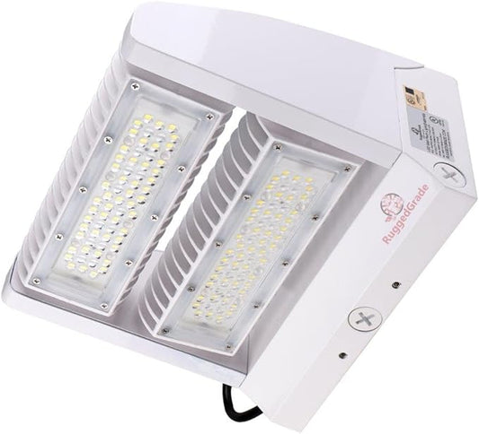 RuggedGrade 80W - Rotate IV Series LED Wall Pack - 11,100 Lumens - Color Selectable 3000K/4000K/5000K - Outdoor LED Wall Light - White - DLC 5.1 Premium