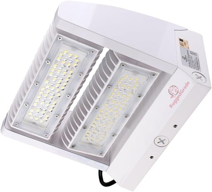 RuggedGrade 80W - Rotate IV Series LED Wall Pack with Photocell - 11,100 Lumens - Color Selectable 3000K/4000K/5000K - Outdoor LED Wall Light - White - DLC 5.1 Premium