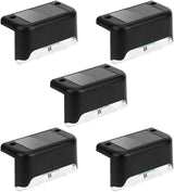 Solar Garden Fence Lights 5pcs Waterproof LED Deck Stair Step Lights for Outdoor Patio Yard Pathway Black Shell | Lumora