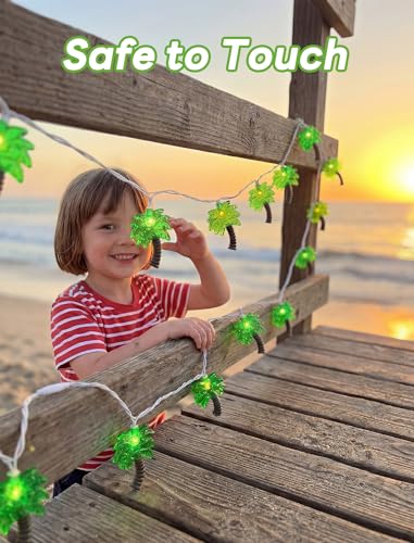 Oviejo Palm Tree String Lights,8.5Ft Patio String Lights with 10 LED Bulbs, Connectable Tiki Bar Lights for Summer Party/Hawaiian/Luau/Tiki,White Wire