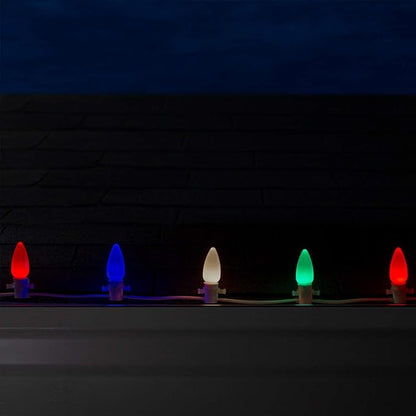 C9 OptiCore LED Outdoor Christmas Lights Heavy Duty; Wedding; White Wire (25 Lights, 25 Ft, Multicolor)