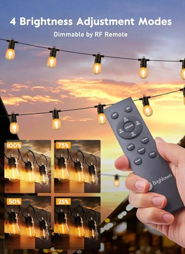 Minetom 34FT Solar String Lights Outdoor with Remote, Patio Lights