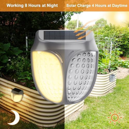 Raised Garden Bed Solar Lights Magnetic, IPX4 Waterproof Solar Lights Outdoor, Solar Powered Garden Light for Planter Raised Beds, 2 Pack