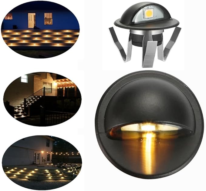 FVTLED Pack of 20 Warm White Low Voltage LED Deck Lights kit Φ1.38 Outdoor Garden Yard Decoration Lamp Recessed Landscape Pathway Step Stair Warm White LED Lighting, Black