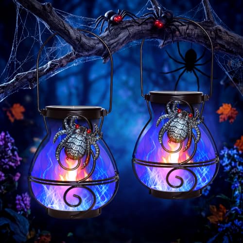 Halloween Solar Lights Outdoor Spider Hanging Solar Lanterns