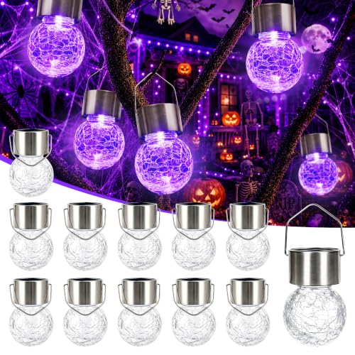 GIGALUMI Halloween Solar Lights Outdoor Solar Hanging Lanterns Outside 12PC