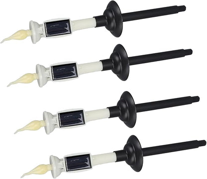ViaGasaFamido 4pcs Solar Pathway Lights Outdoor Landscape Lights Tapered Candles Flickering Warm Yellow Light for Garden Yard with Bracket