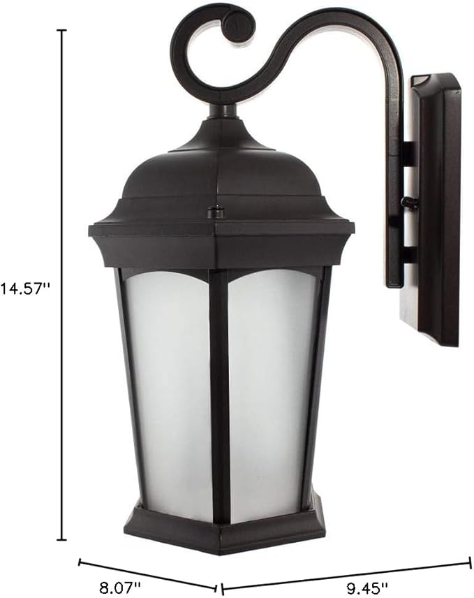 Euri Lighting EFL-130F-MD Flickering Flame Lantern, Frosted Glass, with Integrated Security Light (3000K), Photocell and Motion-Sensor (Dusk-to-Dawn), Oil Rubbed Bronze Housing (Pack of 1)