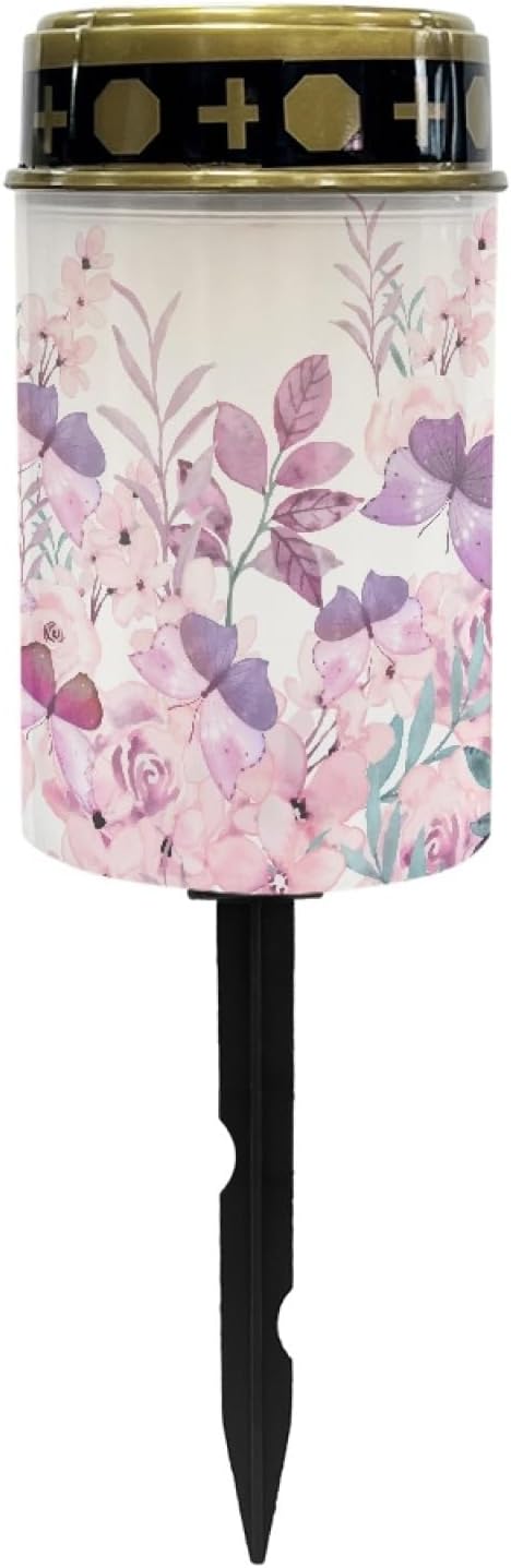 Pink Floral Solar Lights Solar Lights Outdoor Solar Pathway Lights Waterproof Solar Garden Lights LED Lantern Solar Powered Light for Outside Spotlights Garden Lantern