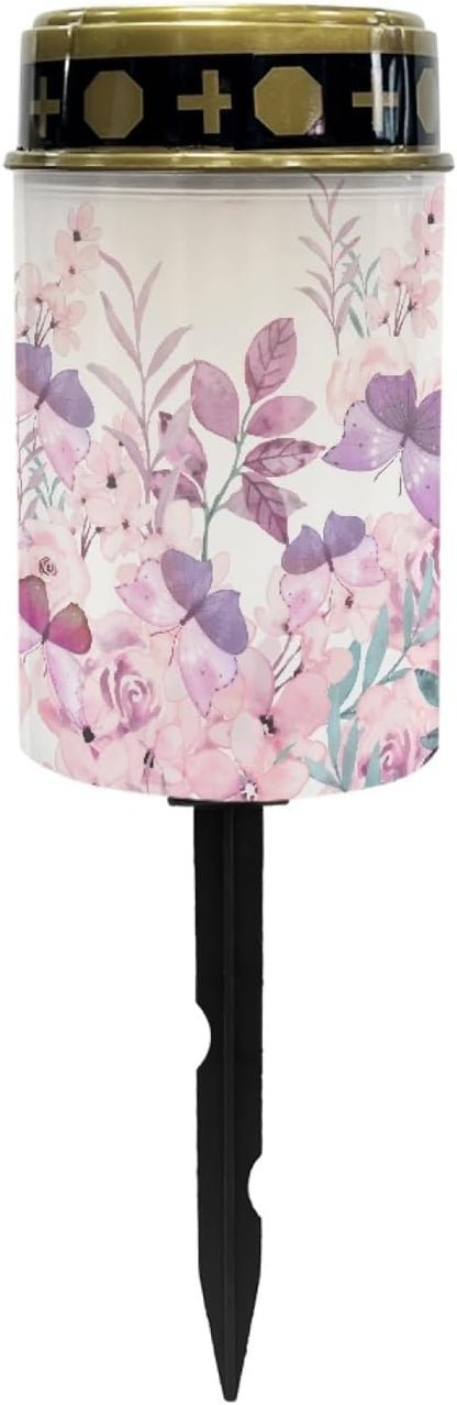 Pink Floral Solar Lights Solar Lights Outdoor Solar Pathway Lights Waterproof Solar Garden Lights LED Lantern Solar Powered Light for Outside Spotlights Garden Lantern