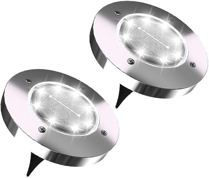 New Solar Garden Path Light (16/8/4/2), Suitable for Villa Outdoor Areas, terraces, lawns, Christmas Decorations, Gardens - IP55 Waterproof (2 Pieces/White Light)