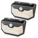 HMCITY 120 LED Solar Lights Outdoor Motion Sensor, 2 Pack, Black Warm