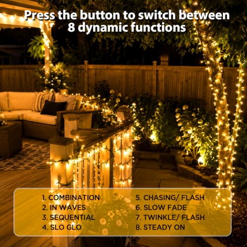 Nisocy 400FT Warm White Christmas String Lights with Remote, Green Wire LED Mini Lights, 8 Modes, Timer, Plug-in Indoor Outdoor Lights for Christmas Tree, Garland, Patio, Wedding and Holiday Decor