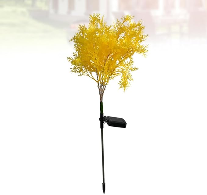 Solar Garden Stake Light Yellow LED Rime Shape Landscape Solar Powered Outdoor Lawn Path Decorative Lamp for Yard and Patio