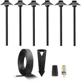 Gardenreet Brass Low Voltage Black Path Lighting Kit (6 Pack Path Lights) with 100 Feet Cable and 30Pack Wire | Lumora