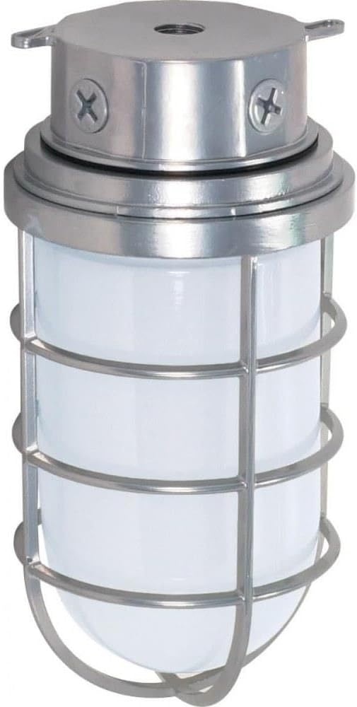 Nuvo Lighting SF76/626 Industrial Style Large Heavy Duty Aluminum Durable Outdoor Close to Ceiling Porch and Patio Light with Frosted Glass, Metallic Silver