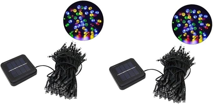Uonlytech 2pcs 50 String 50 Led Solar String Lights Outdoor Waterproof Fairy Lights for Christmas Wedding Patio Deck