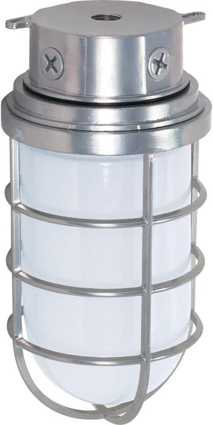 Nuvo Lighting SF76/626 Industrial Style Large Heavy Duty Aluminum Durable Outdoor Close to Ceiling Porch and Patio Light with Frosted Glass, Metallic Silver
