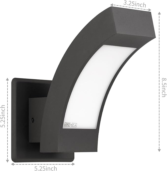 Outdoor Wall Light Porch Light for House,LED Wall Mount Lamp Exterior Lighting Fixture Arc Wall Sconce for Porch Front Door Garden Yard Patio IP54 Waterproof 7.5W 600Lm 3000K (Dark Grey)