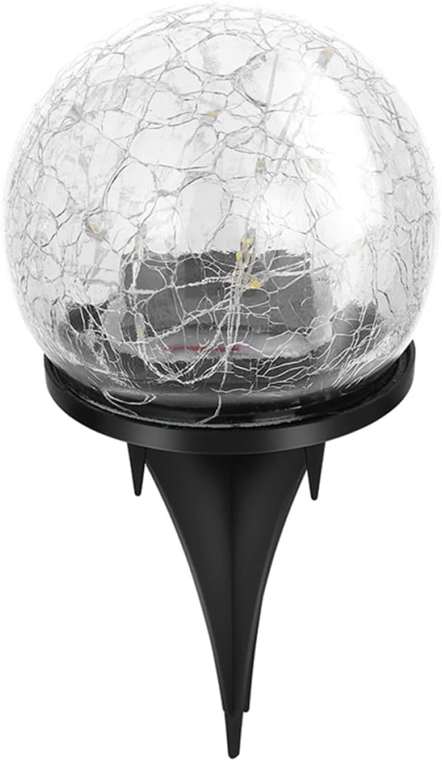 IMIKEYA Solar Cracked Globe Outdoor Solar Ground Light 15cm 30led Warm Yellow Waterproof Landscape Lamp for Garden Patio Lawn Pathway
