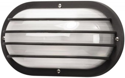 Solus S76WF Nautical Oblong Outdoor Wall Mount Light – Black or White, Composite, Frosted Diffuser – LED Bulb Included, Non-Corrosive (Black, Cool White (4000K), Single Pack)