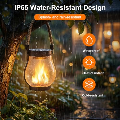 Solar Lanterns Outdoor Waterproof 8-Pack, 2nd Gen Flickering Flame Effect