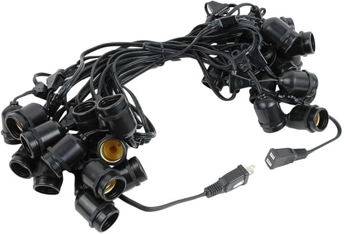 Novelty Lights 37.5 Feet, 25 Suspended E26 Sockets, S14 String Light Set with Clear Incandescent Bulbs, Heavy Duty | Lumora