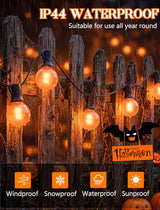 25Ft LED Outdoor Halloween Decorations Lights, 25 G40 Orange Globe Bulbs