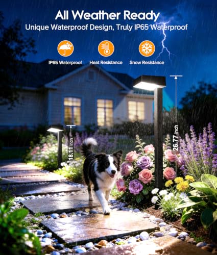 ELECLINK Solar Pathway Lights Outdoor, 4 Pack Garden Lights Solar Powered Path Lights with Focused Beam Lens, 2 Light Modes Waterproof Outdoor Solar Light for Yard Driveway Walkway Landscape