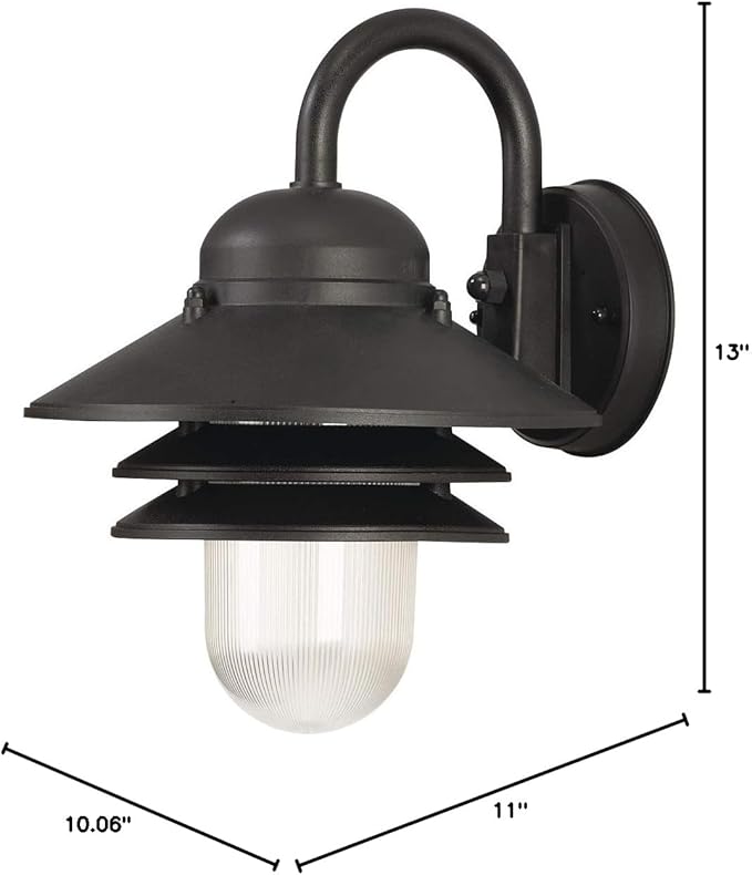 Solus S75VC Nautical Outdoor Wall Light Fixture – Black or White – Composite & Clear Acrylic Lens, LED Bulb Included, Non-Corrosive, Made in USA, (Black, Cool White (4000K), Single Pack)