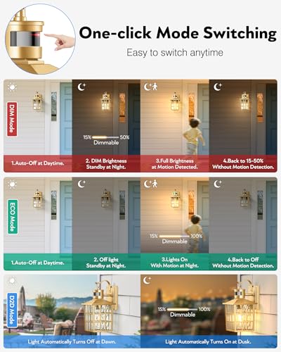 VIANIS Gold Motion Sensor Outdoor Lights for House, Anti-Rust, Waterproof