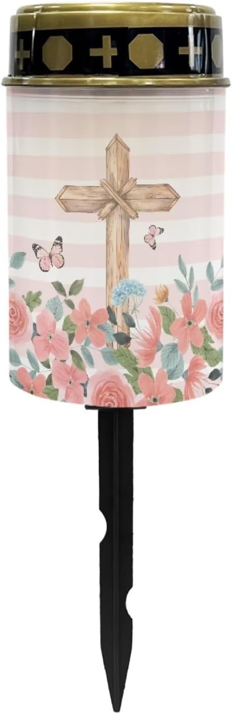 Cross Floral Solar Outdoor Lights - Waterproof Solar Walkway Lights for Yard, Lawn, Patio, Pathway, Backyard